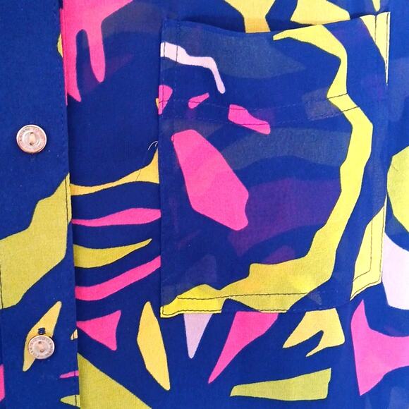 Liz Claiborne neon abstract sheer blouse with tank - Picture 5 of 6